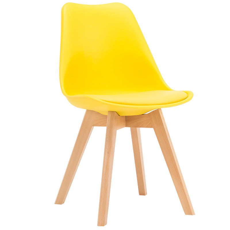 Sedia da pranzo in plastica moderna di faggio solido faggio, sedia da pranzo in plastica