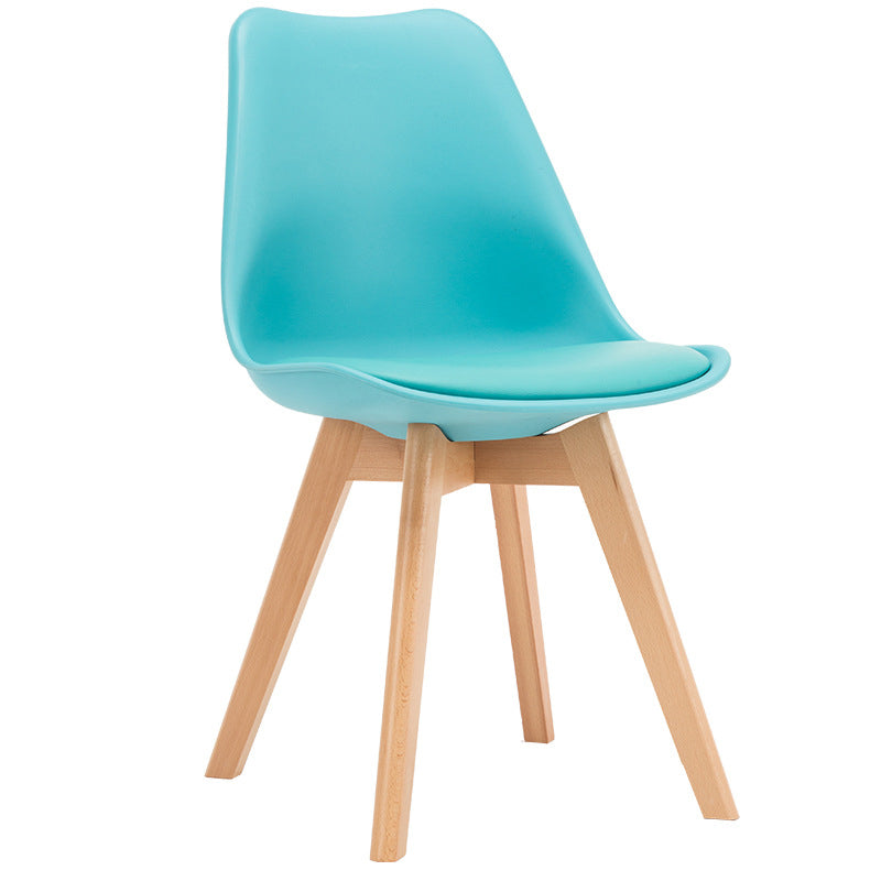 Sedia da pranzo in plastica moderna di faggio solido faggio, sedia da pranzo in plastica