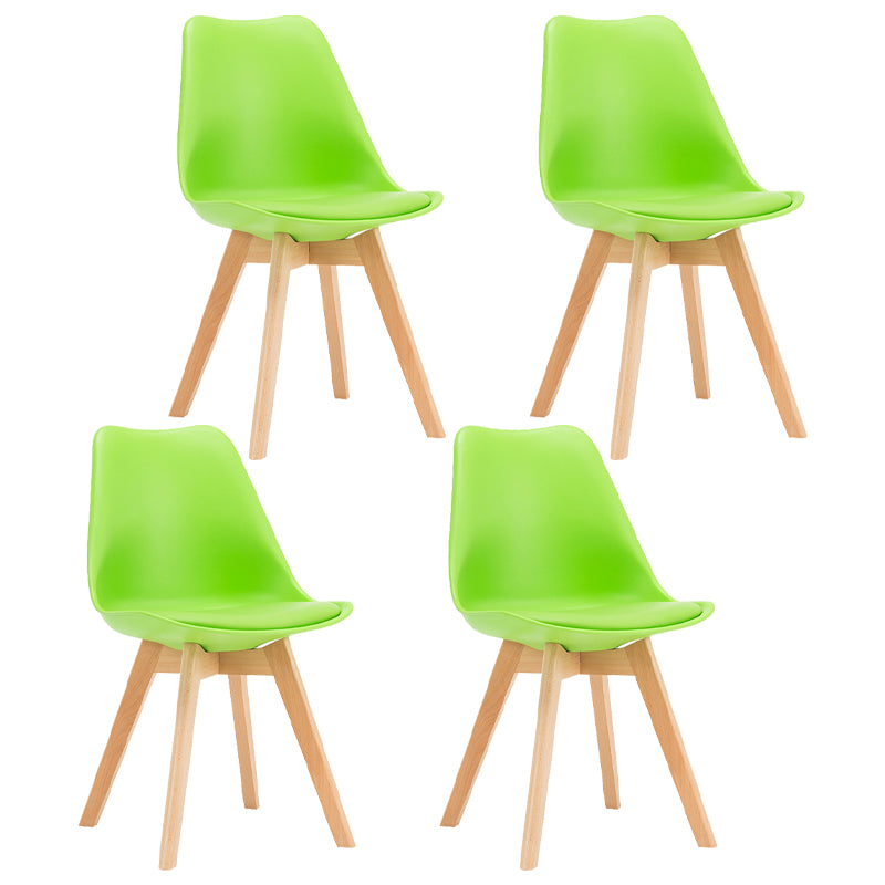 Sedia da pranzo in plastica moderna di faggio solido faggio, sedia da pranzo in plastica