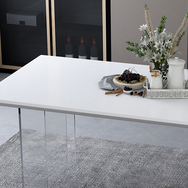 Modern 1/4/5 Pieces Dining Set Rectangular Acrylic Double Pedestal Dinette Set