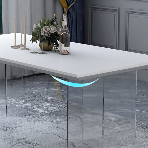 Modern 1/4/5 Pieces Dining Set Rectangular Acrylic Double Pedestal Dinette Set