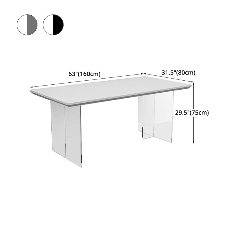 Modern 1/4/5 Pieces Dining Set Rectangular Acrylic Double Pedestal Dinette Set