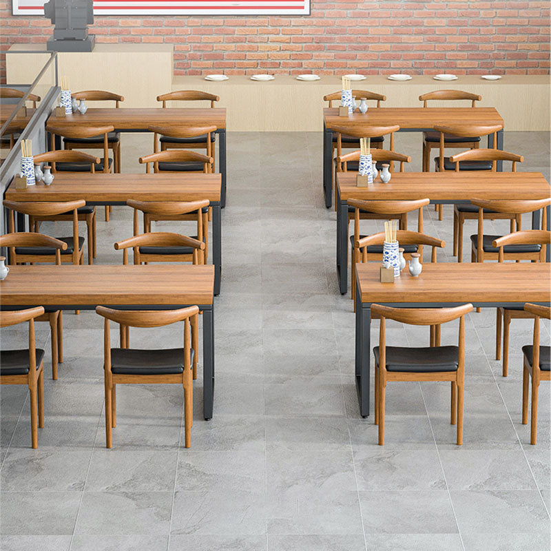 Natural Industrial 1/2/5/7 Pieces Dining Table Set Solid Wood Fixed Dining Table Furniture