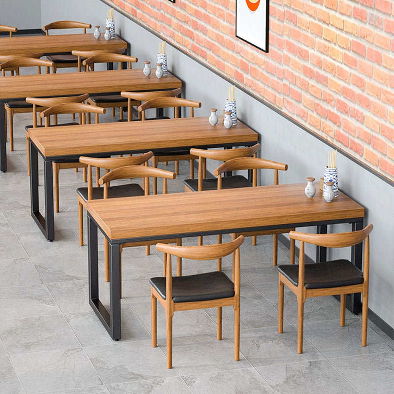 Natural Industrial 1/2/5/7 Pieces Dining Table Set Solid Wood Fixed Dining Table Furniture