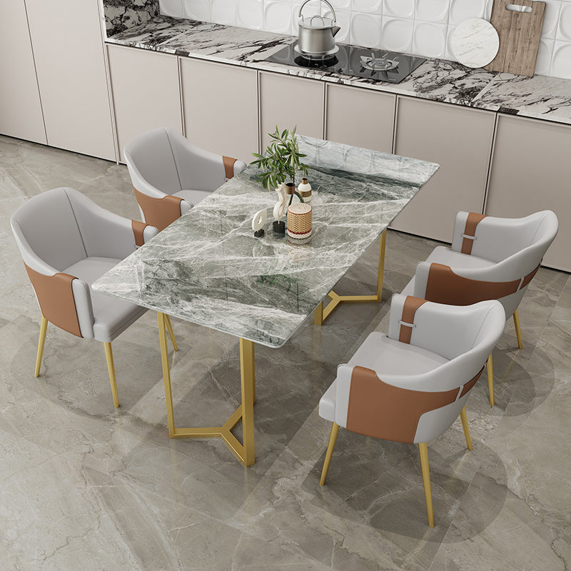 Nordic 1/4/5 Pieces Dining Set Sintered Stone Top Dining Table with Leather Chairs