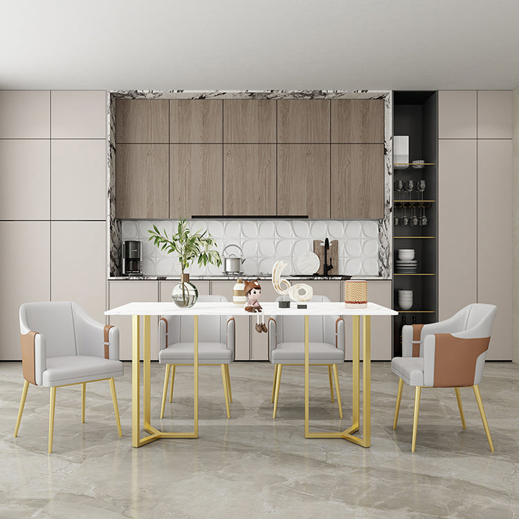 Nordic 1/4/5 Pieces Dining Set Sintered Stone Top Dining Table with Leather Chairs