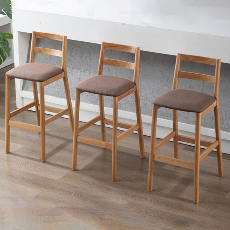 Modern Armless Backrest Counter Stool Wood Cafe Bar Stool with Cushion
