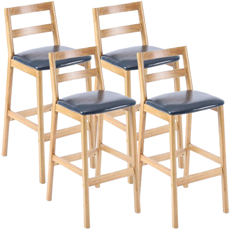 Modern Armless Backrest Counter Stool Wood Cafe Bar Stool with Cushion