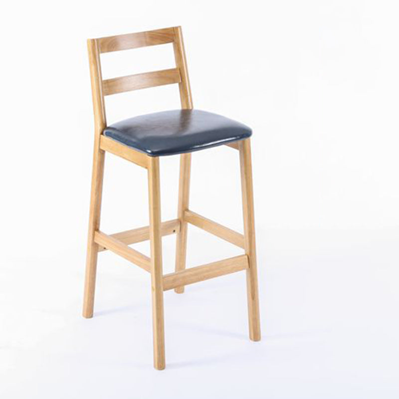 Modern Armless Backrest Counter Stool Wood Cafe Bar Stool with Cushion