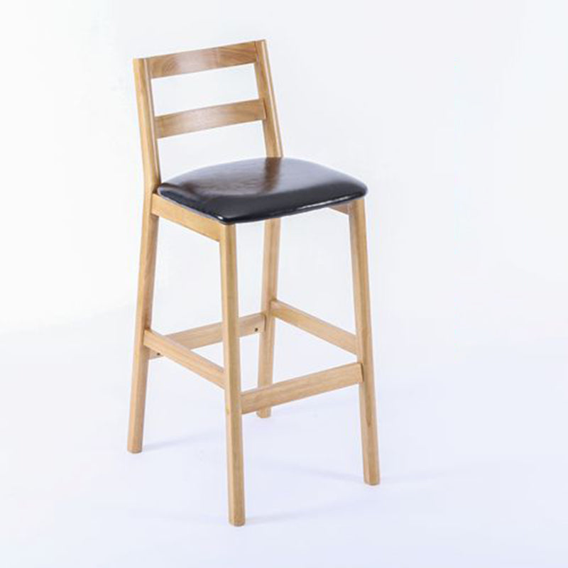 Modern Armless Backrest Counter Stool Wood Cafe Bar Stool with Cushion