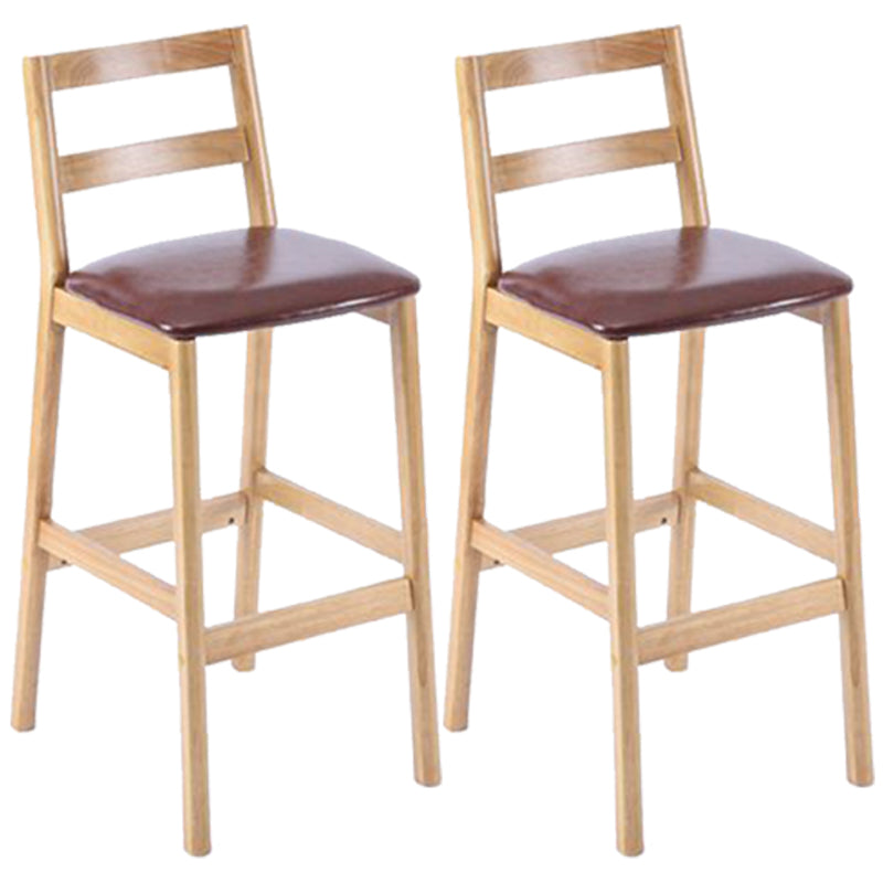 Modern Armless Backrest Counter Stool Wood Cafe Bar Stool with Cushion