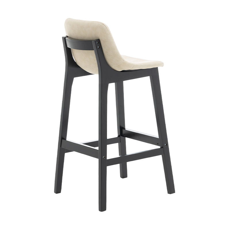 Taburete de bar de estilo escandinavo, asiento tipo cubo con patas de madera y respaldo bajo para barra de cocina