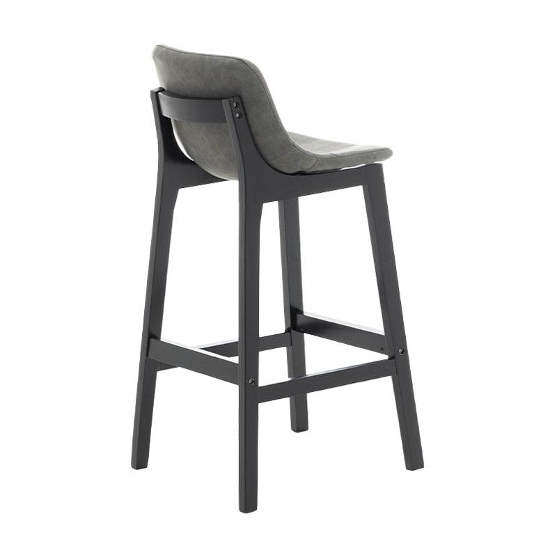 Taburete de bar de estilo escandinavo, asiento tipo cubo con patas de madera y respaldo bajo para barra de cocina