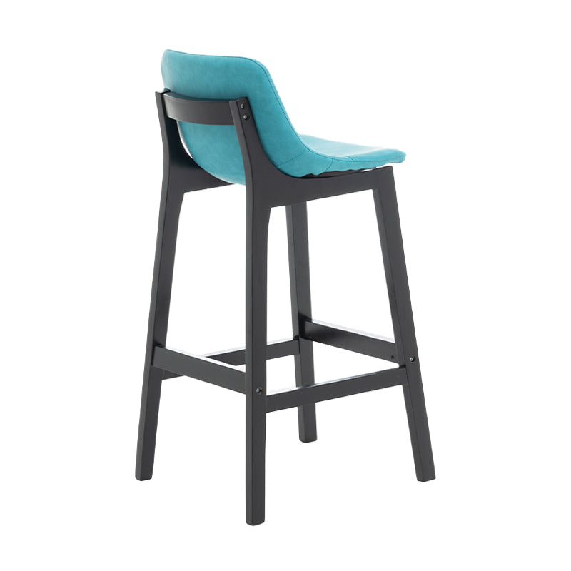 Taburete de bar de estilo escandinavo, asiento tipo cubo con patas de madera y respaldo bajo para barra de cocina
