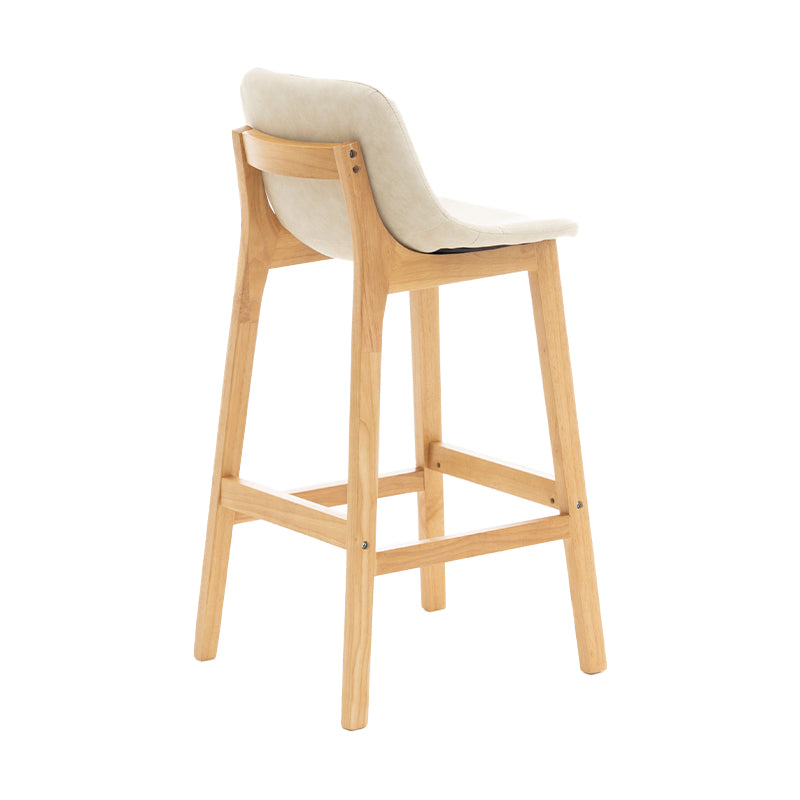 Taburete de bar de estilo escandinavo, asiento tipo cubo con patas de madera y respaldo bajo para barra de cocina