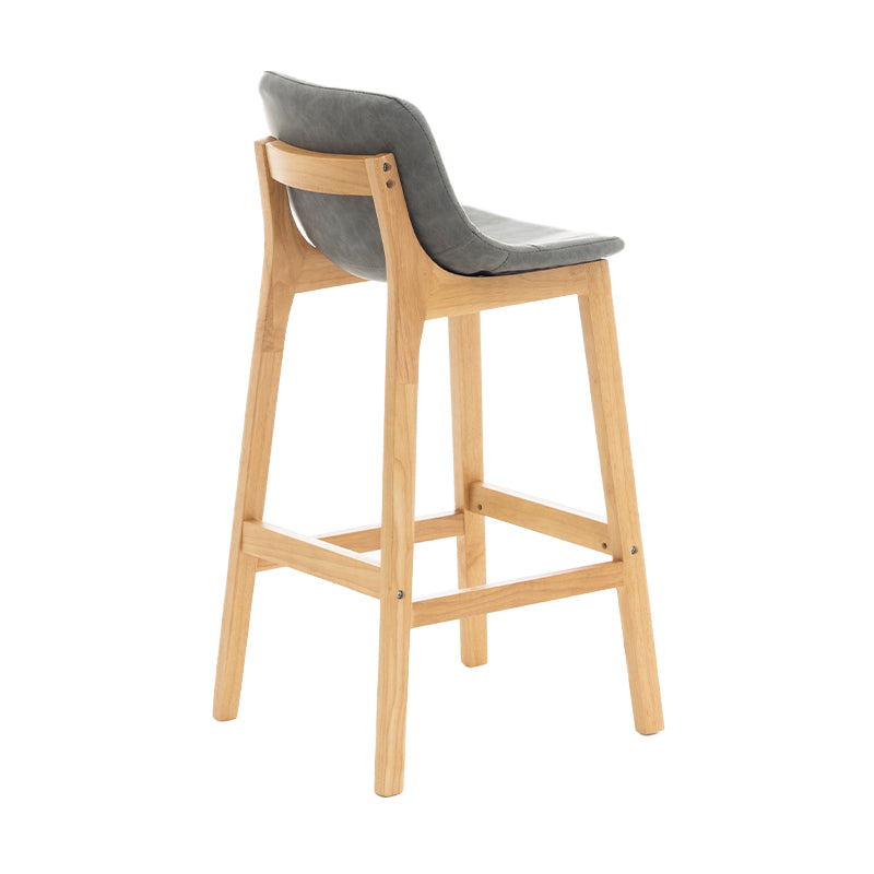 Taburete de bar de estilo escandinavo, asiento tipo cubo con patas de madera y respaldo bajo para barra de cocina
