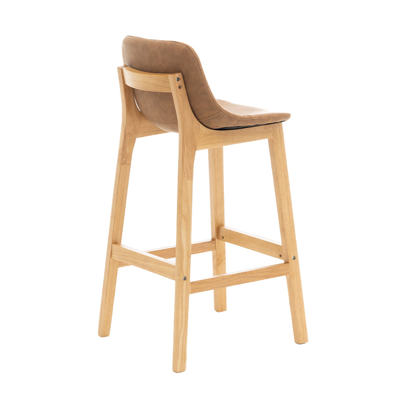 Taburete de bar de estilo escandinavo, asiento tipo cubo con patas de madera y respaldo bajo para barra de cocina