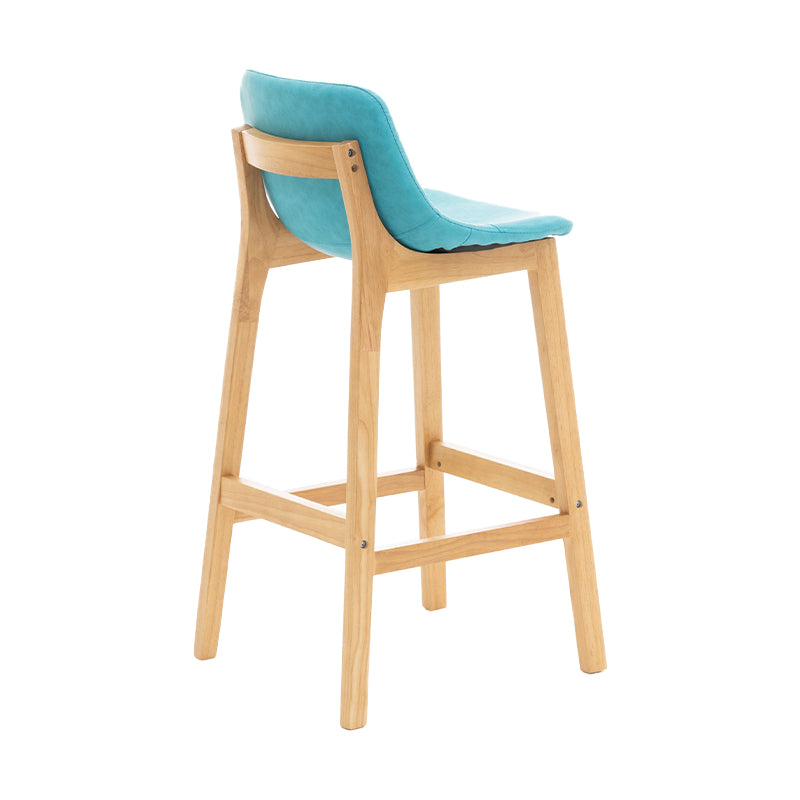 Taburete de bar de estilo escandinavo, asiento tipo cubo con patas de madera y respaldo bajo para barra de cocina