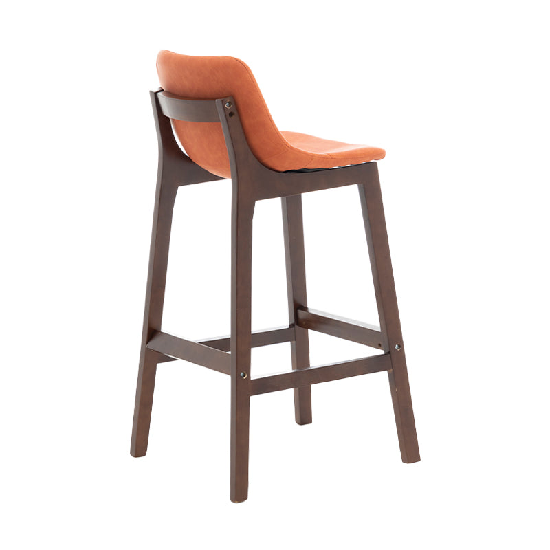 Taburete de bar de estilo escandinavo, asiento tipo cubo con patas de madera y respaldo bajo para barra de cocina