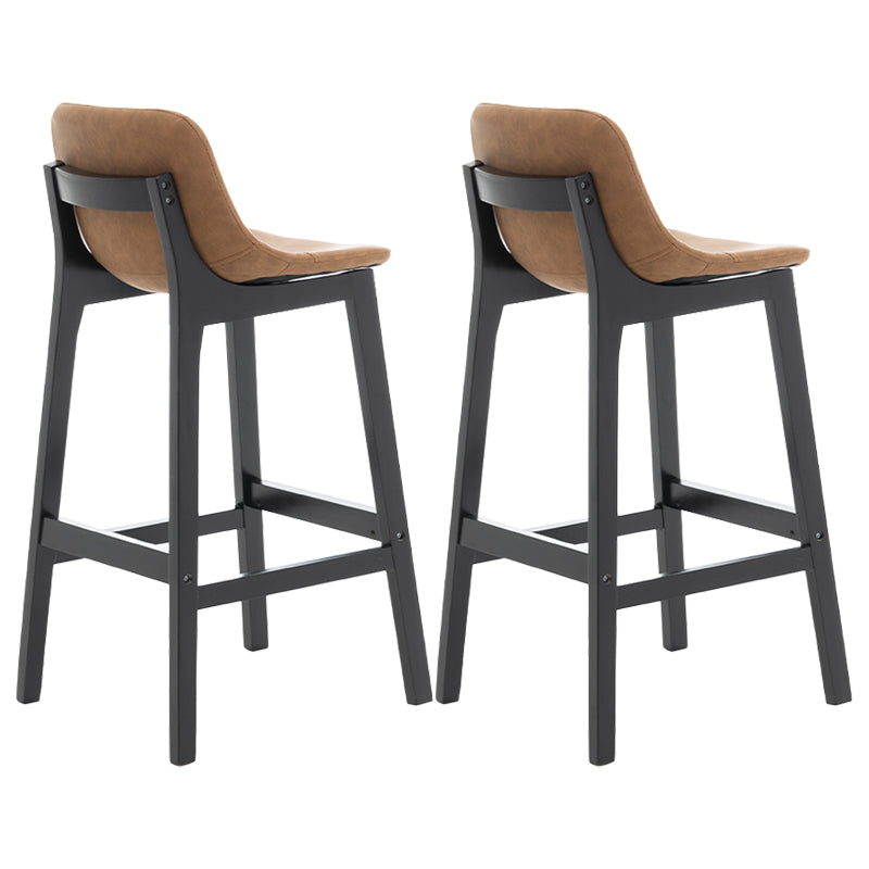 Taburete de bar de estilo escandinavo, asiento tipo cubo con patas de madera y respaldo bajo para barra de cocina