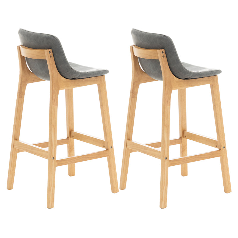 Taburete de bar de estilo escandinavo, asiento tipo cubo con patas de madera y respaldo bajo para barra de cocina