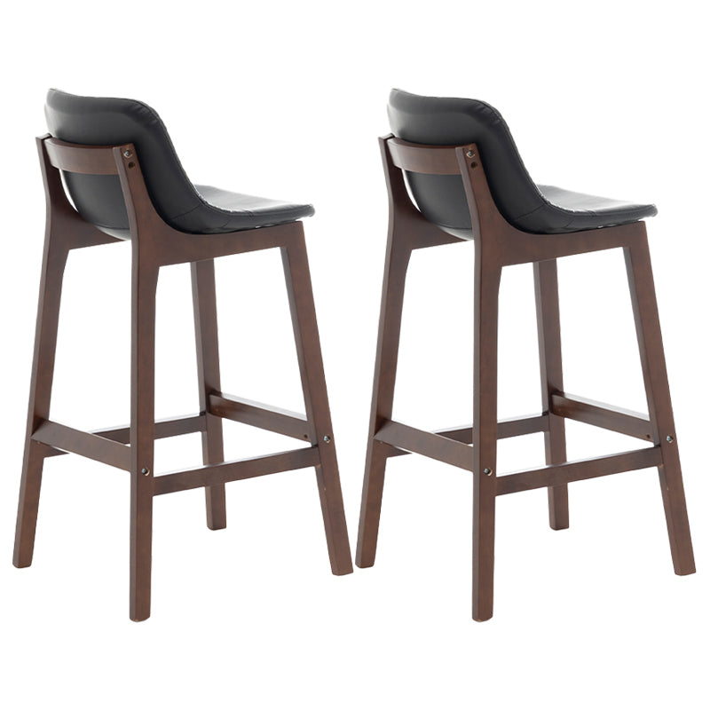 Taburete de bar de estilo escandinavo, asiento tipo cubo con patas de madera y respaldo bajo para barra de cocina