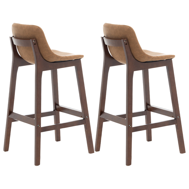 Taburete de bar de estilo escandinavo, asiento tipo cubo con patas de madera y respaldo bajo para barra de cocina
