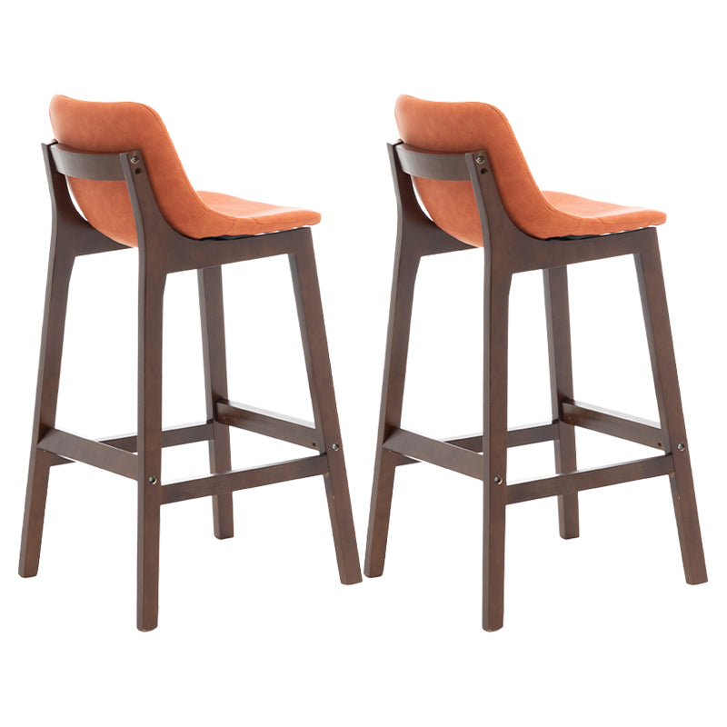 Taburete de bar de estilo escandinavo, asiento tipo cubo con patas de madera y respaldo bajo para barra de cocina