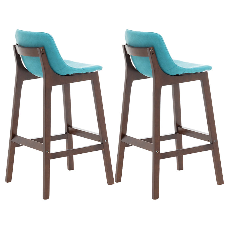 Taburete de bar de estilo escandinavo, asiento tipo cubo con patas de madera y respaldo bajo para barra de cocina