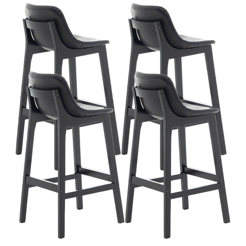 Taburete de bar de estilo escandinavo, asiento tipo cubo con patas de madera y respaldo bajo para barra de cocina