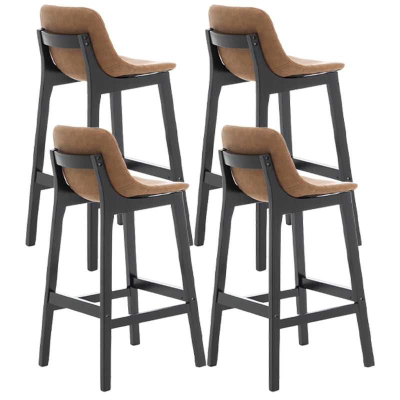 Taburete de bar de estilo escandinavo, asiento tipo cubo con patas de madera y respaldo bajo para barra de cocina