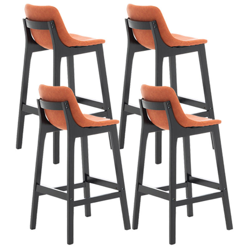 Taburete de bar de estilo escandinavo, asiento tipo cubo con patas de madera y respaldo bajo para barra de cocina