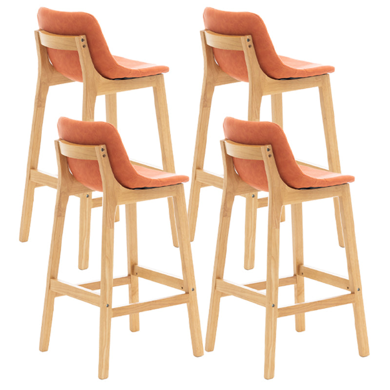 Taburete de bar de estilo escandinavo, asiento tipo cubo con patas de madera y respaldo bajo para barra de cocina