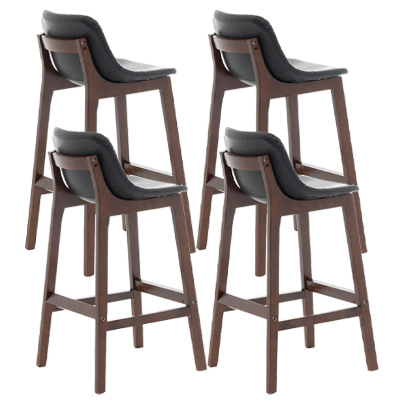 Taburete de bar de estilo escandinavo, asiento tipo cubo con patas de madera y respaldo bajo para barra de cocina