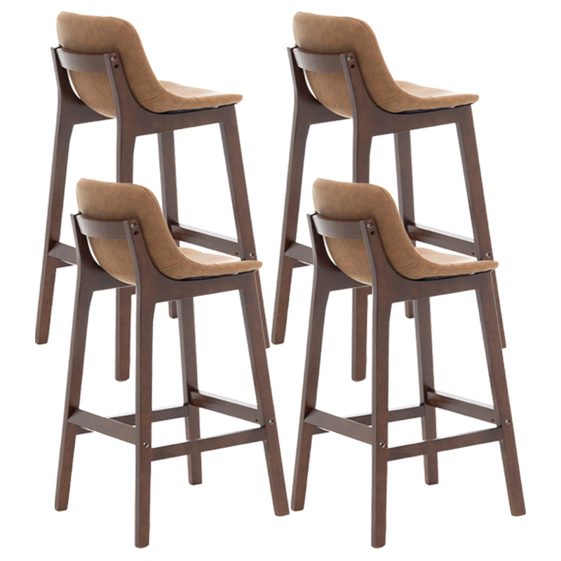 Taburete de bar de estilo escandinavo, asiento tipo cubo con patas de madera y respaldo bajo para barra de cocina