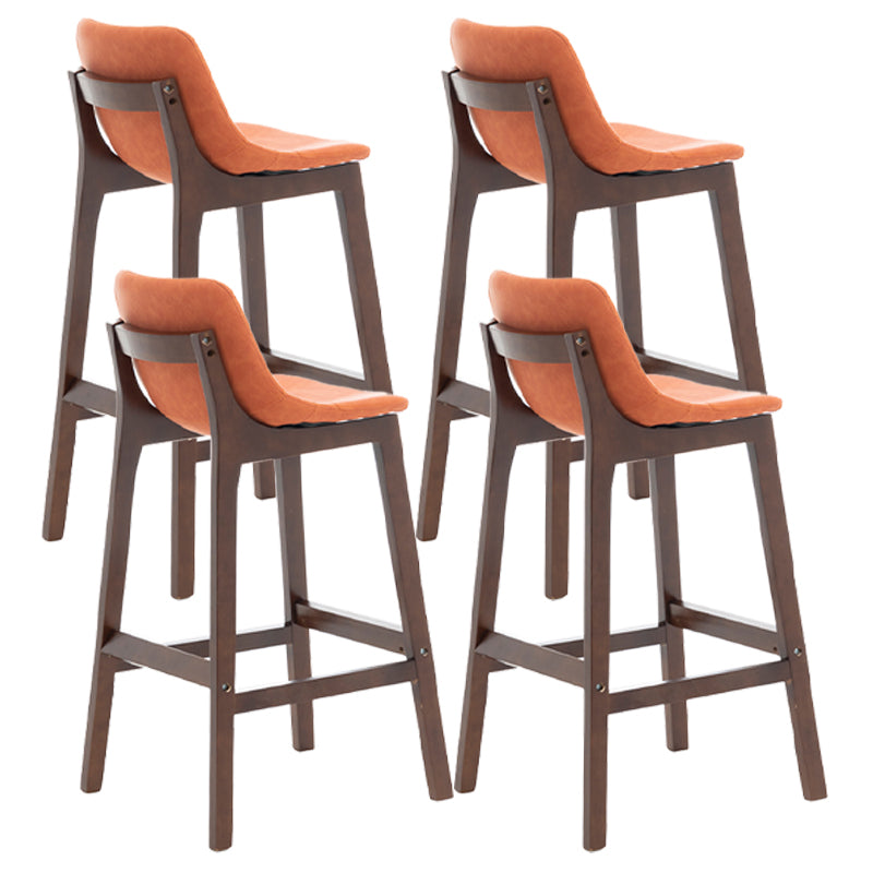 Taburete de bar de estilo escandinavo, asiento tipo cubo con patas de madera y respaldo bajo para barra de cocina