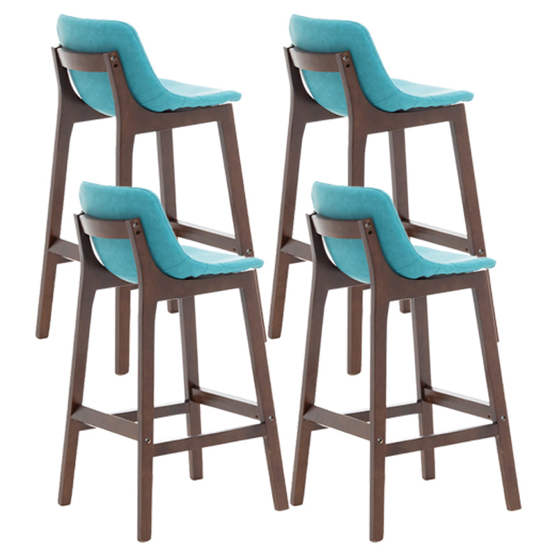 Taburete de bar de estilo escandinavo, asiento tipo cubo con patas de madera y respaldo bajo para barra de cocina
