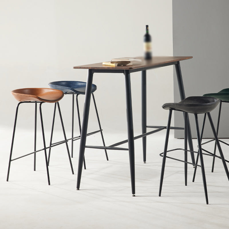 Modern Style Iron Bar Chair with Footrest Low Back Simple Bar Stool