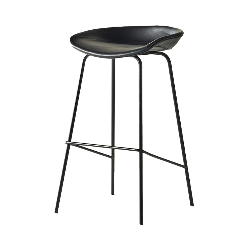 Modern Style Iron Bar Chair with Footrest Low Back Simple Bar Stool