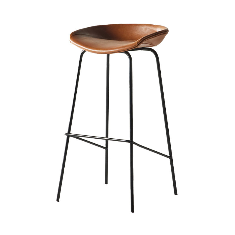 Modern Style Iron Bar Chair with Footrest Low Back Simple Bar Stool