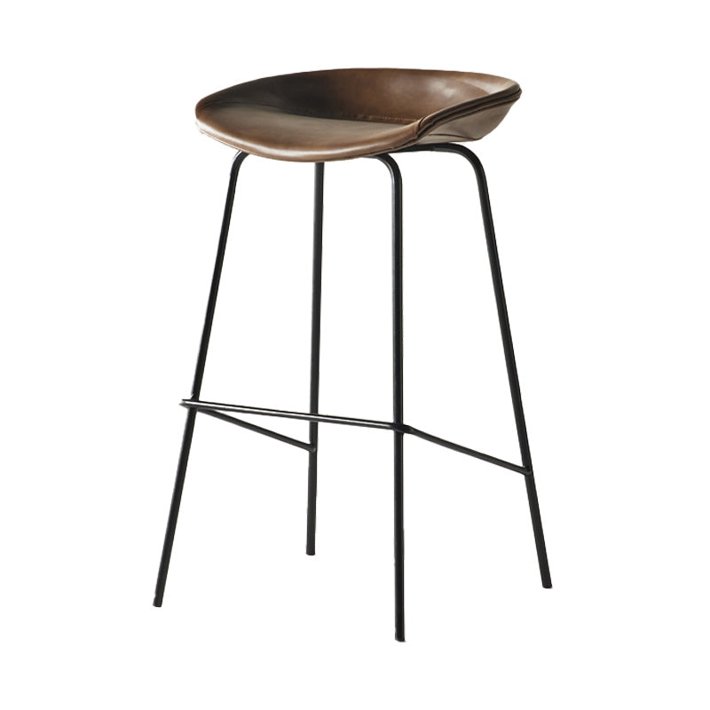Modern Style Iron Bar Chair with Footrest Low Back Simple Bar Stool