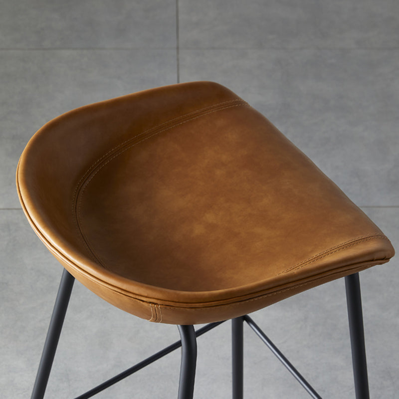 Modern Style Iron Bar Chair with Footrest Low Back Simple Bar Stool