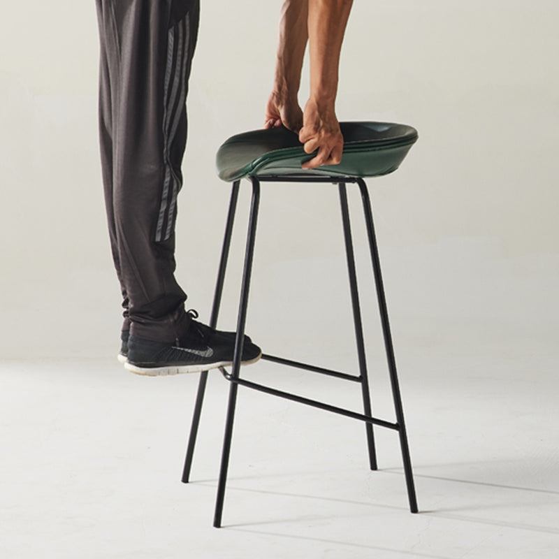 Modern Style Iron Bar Chair with Footrest Low Back Simple Bar Stool