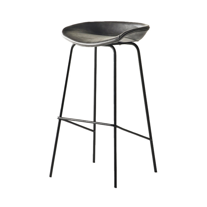 Modern Style Iron Bar Chair with Footrest Low Back Simple Bar Stool
