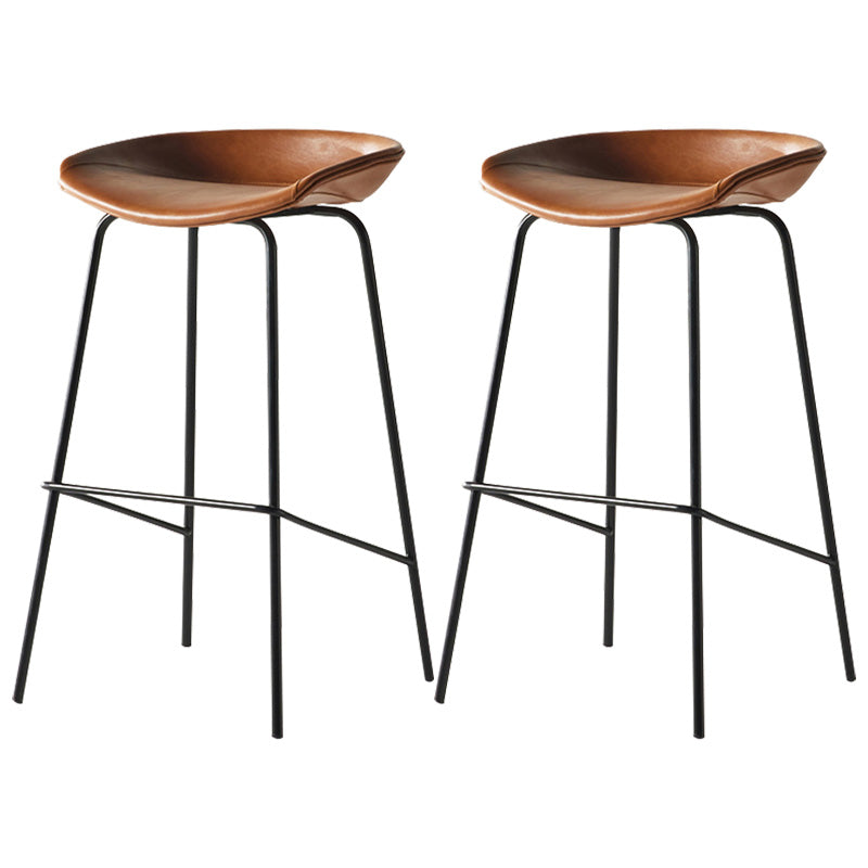 Modern Style Iron Bar Chair with Footrest Low Back Simple Bar Stool