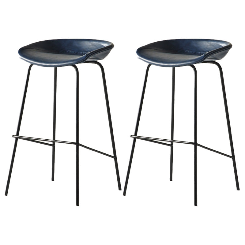 Modern Style Iron Bar Chair with Footrest Low Back Simple Bar Stool