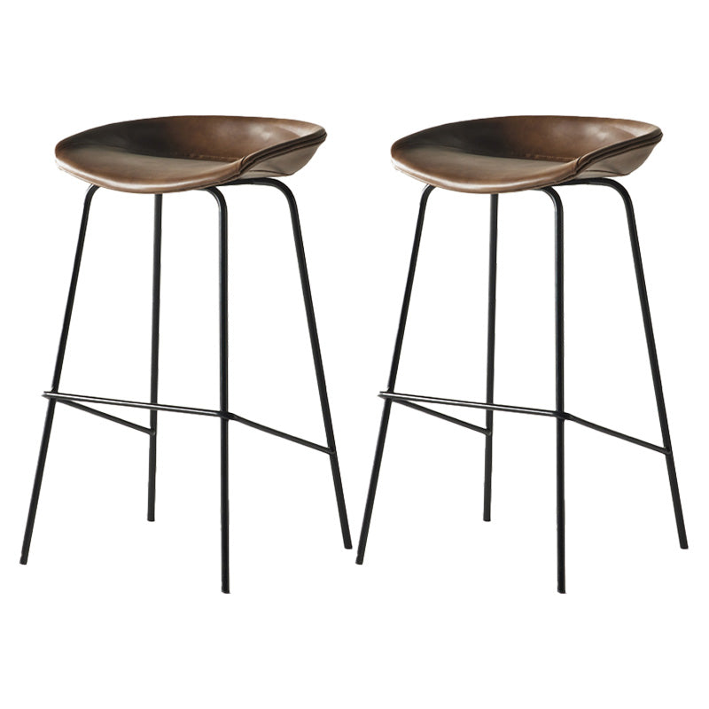 Modern Style Iron Bar Chair with Footrest Low Back Simple Bar Stool
