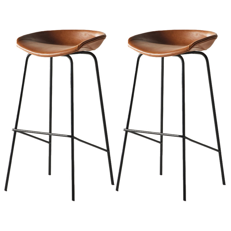 Modern Style Iron Bar Chair with Footrest Low Back Simple Bar Stool