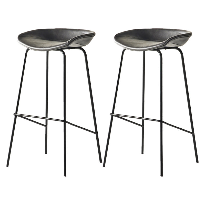 Modern Style Iron Bar Chair with Footrest Low Back Simple Bar Stool