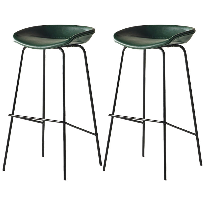 Modern Style Iron Bar Chair with Footrest Low Back Simple Bar Stool